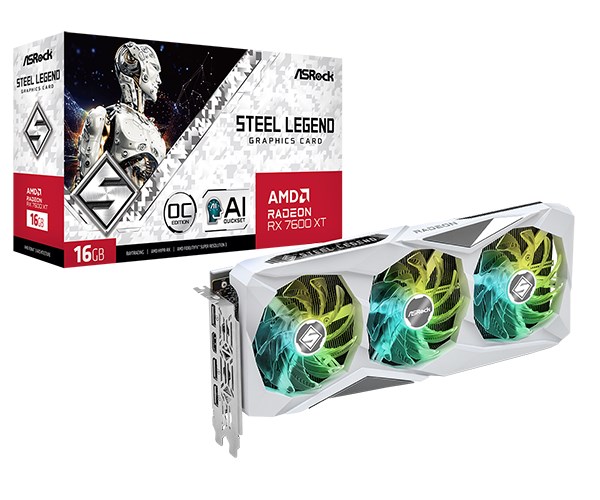 ASRock VGA AMD Radeon RX 7600 XT Steel Legend 16GB OC,  RX 7600 XT,  16GB GDDR6,  3xDP,  1xHDMI0 