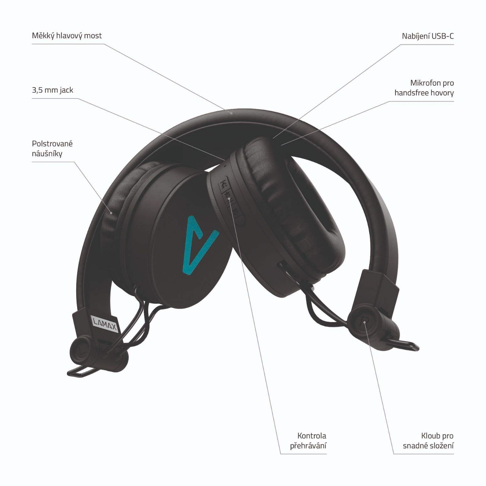 LAMAX Beat Blaze2 náhlavní sluchátka,  USB-C - černá4 