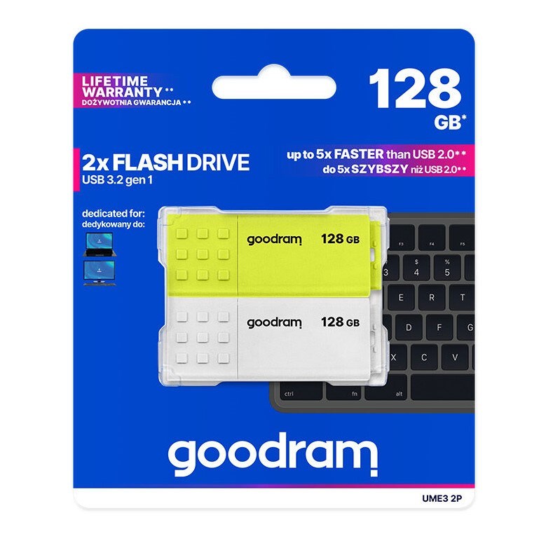 GOODRAM Flash Disk 2x128GB UME3,  USB 3.0,  žlutá,  bílá0 