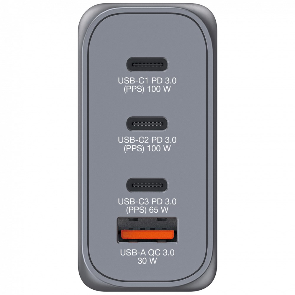 VERBATIM GaN Nabíječka do sítě GNC-100,  100W,  3x USB-C,  1x USB4 