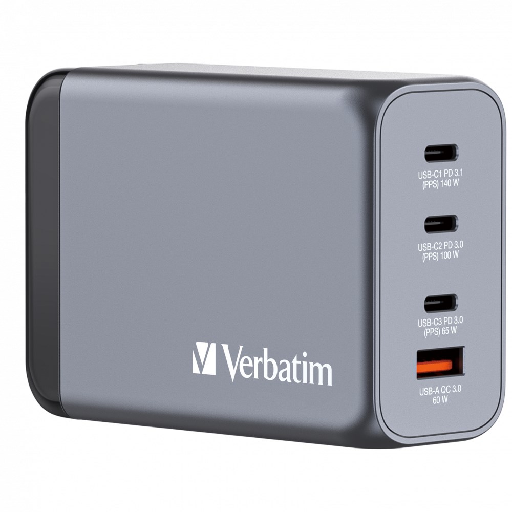 VERBATIM GaN Nabíječka do sítě GNC-240,  240W,  3x USB-C,  1x USB3 