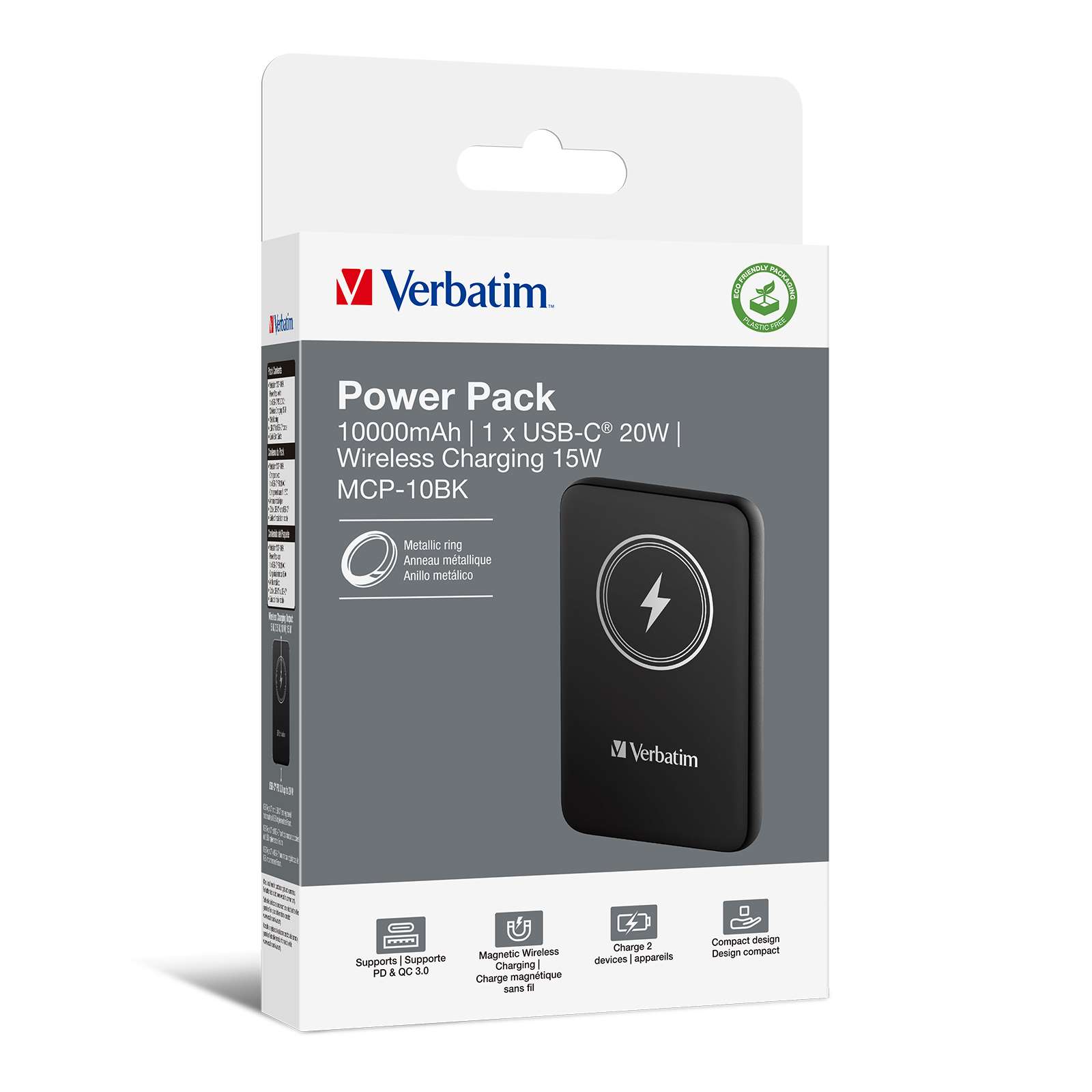 VERBATIM Powerbanka Charge "n" Go,  Magnetická,  10000 mAh,  USB-C,  Černá2 