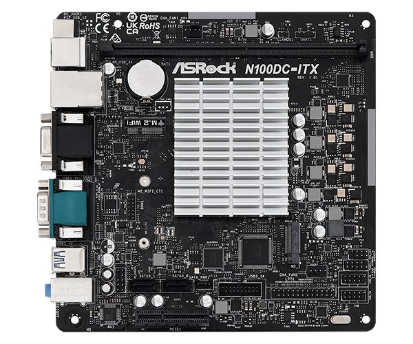 ASRock MB Alder Lake-N N100DC-ITX,  Intel N100,  1xDDR4,  1xHDMI,  1xVGA,  mITX2 