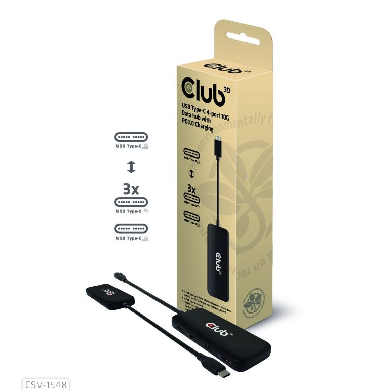 Club3D hub 1xUSB-C na 4xUSB-C,  10Gbps port,  PD 3.00 