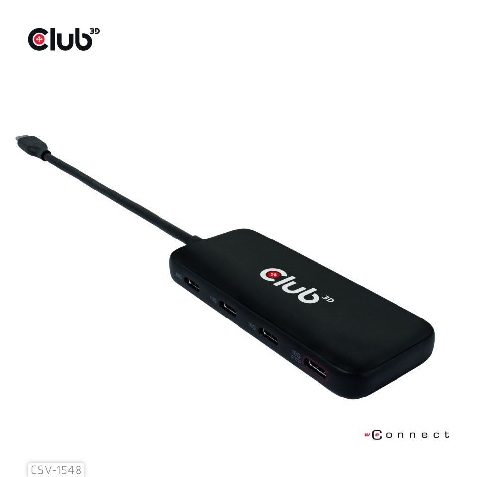 Club3D hub 1xUSB-C na 4xUSB-C,  10Gbps port,  PD 3.04 