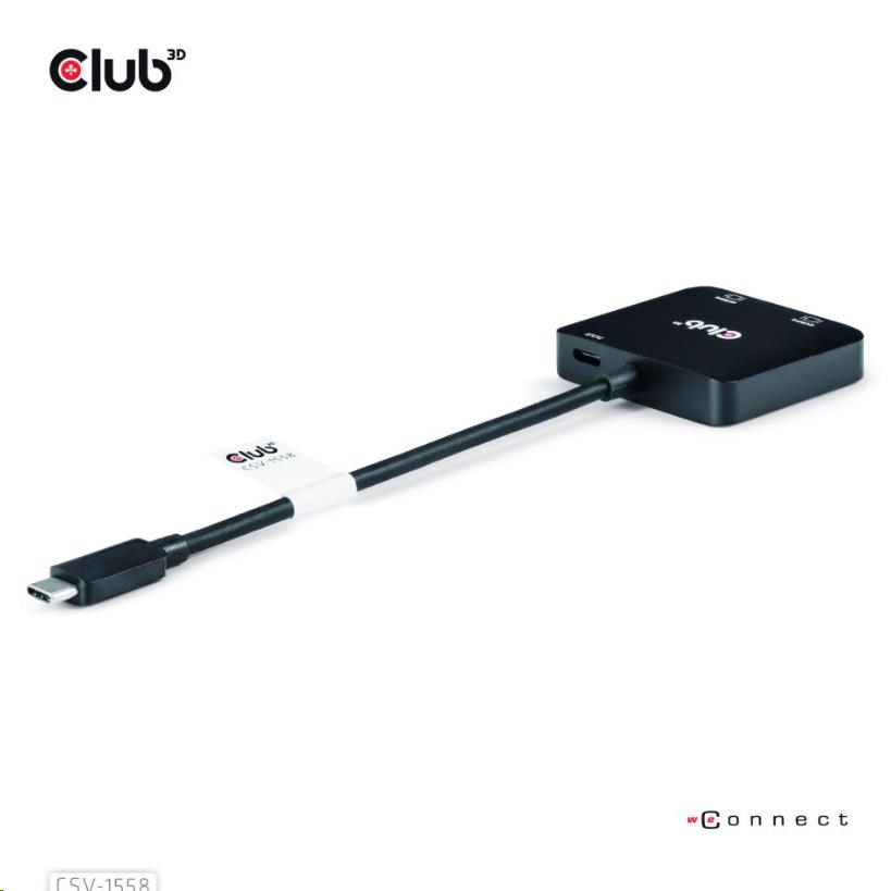 Club3D Video hub MST USB-C na 2xHDMI + USB-C PD 3.0,  4K60Hz8 