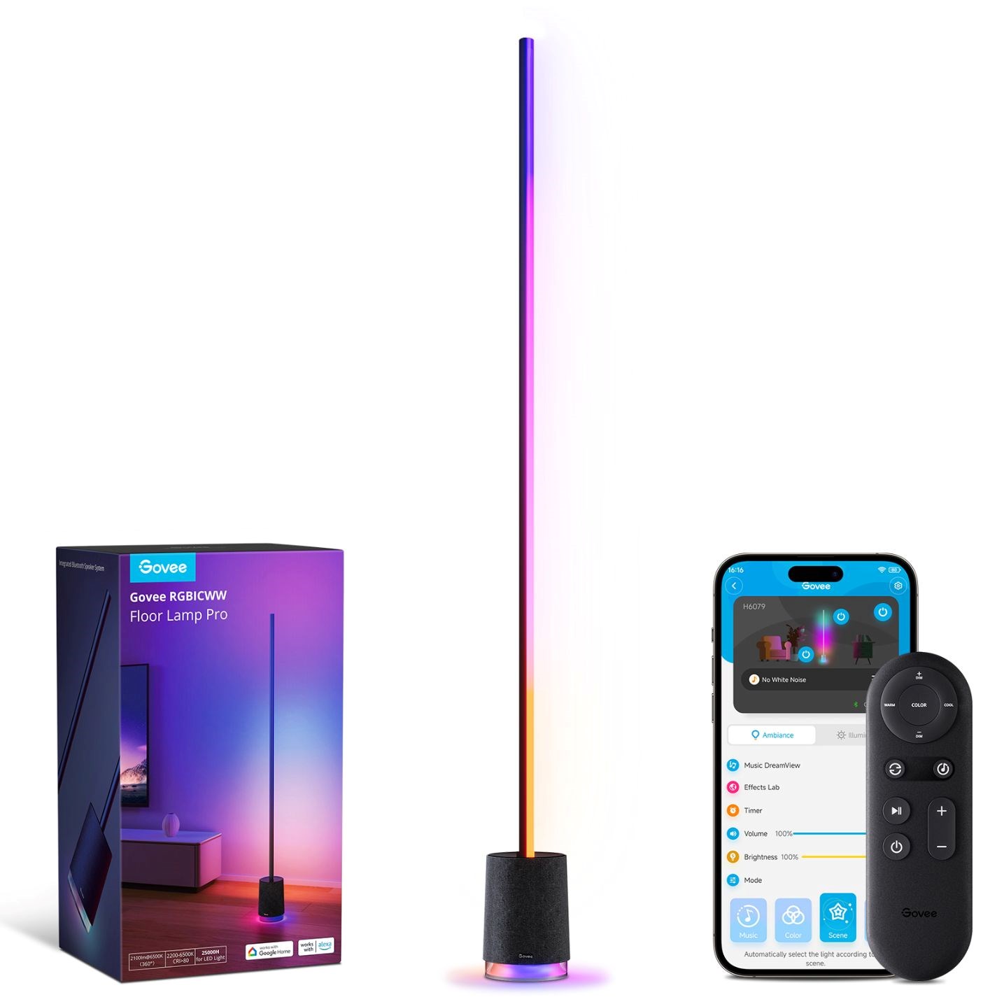 Govee Floor Lamp Pro RGBICWW LED lampa s reproduktorem + ovladač4 