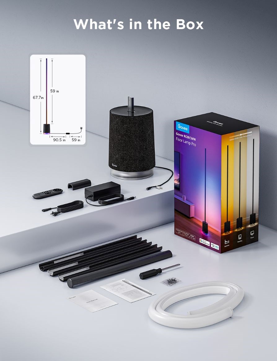 Govee Floor Lamp Pro RGBICWW LED lampa s reproduktorem + ovladač7 