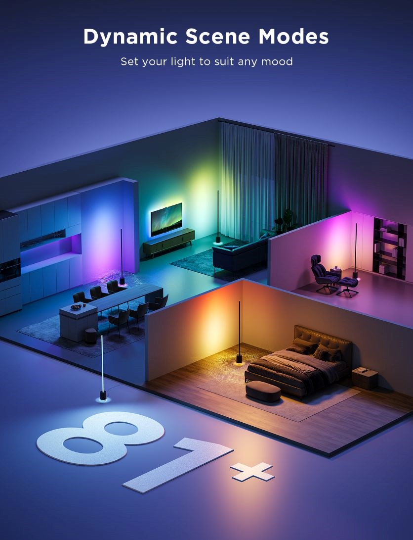 Govee Floor Lamp Pro RGBICWW LED lampa s reproduktorem + ovladač3 
