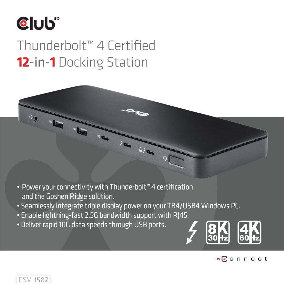 Club3D Dokovací stanice USB-C 12v1,  1xDP,  1xHDMI,  2xUSB-C,  4xUSB,  1xRJ45,  černá1 