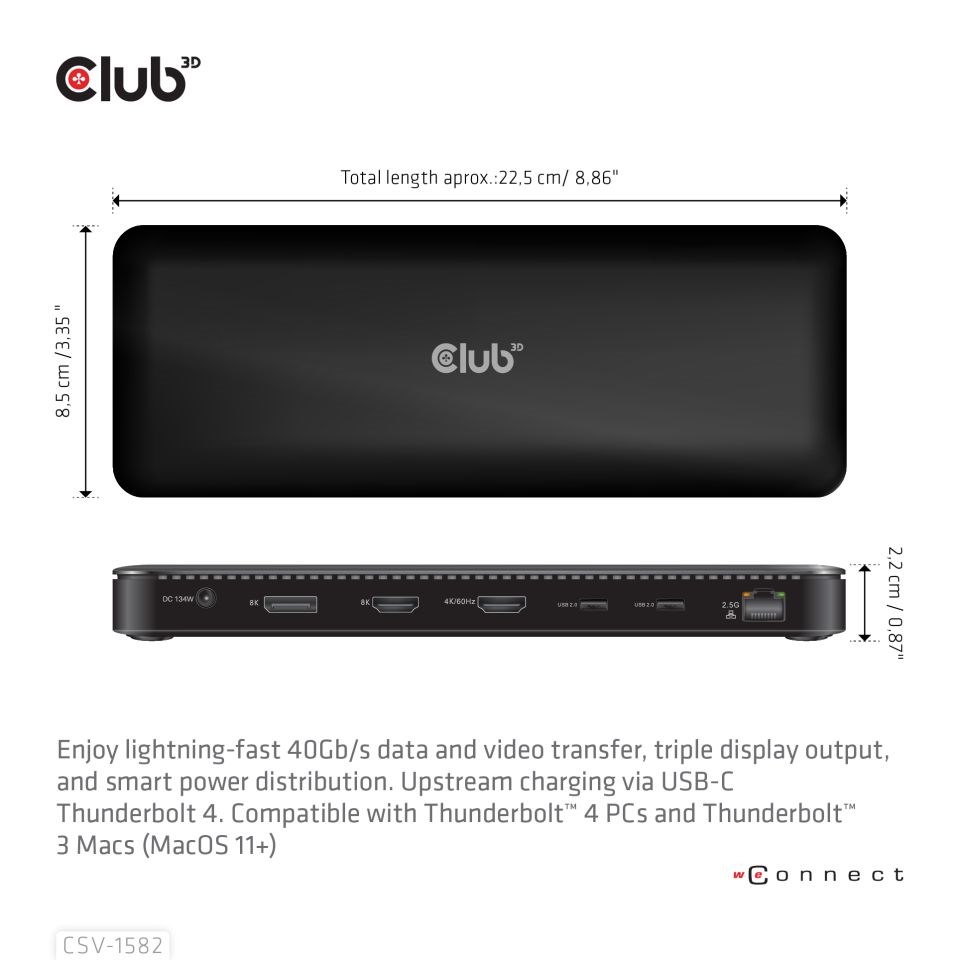 Club3D Dokovací stanice USB-C 12v1,  1xDP,  1xHDMI,  2xUSB-C,  4xUSB,  1xRJ45,  černá2 