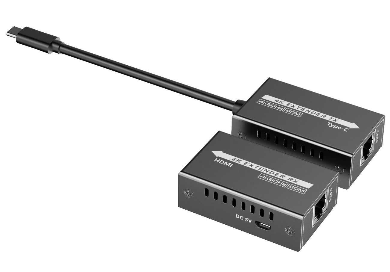 PremiumCord USB-C na HDMI extender přes patch kabel Cat5e/ 6/ 6a 4K@60Hz na 60m0 