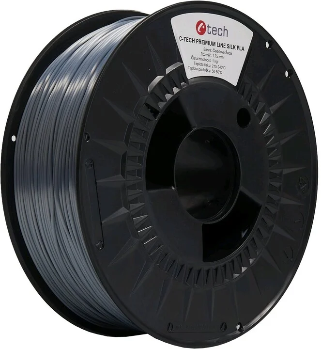C-TECH Tisková struna (filament) PREMIUM LINE,  Silk PLA,  čedičová šedá,  RAL7012,  1, 75mm,  1kg0 