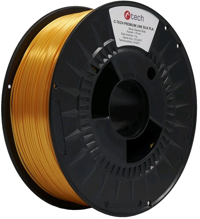 C-TECH Tisková struna (filament) PREMIUM LINE, Silk PLA, dopravní žlutá, RAL1023, 1,75mm, 1kg0 