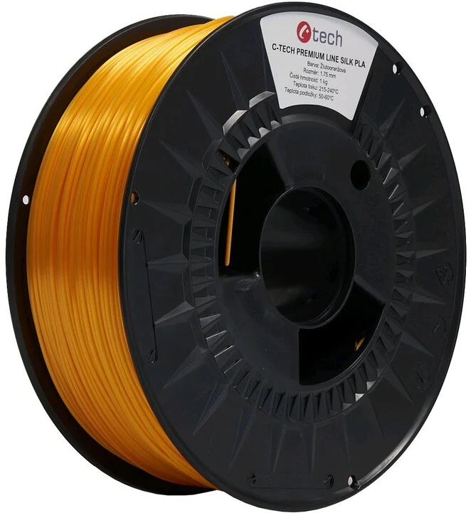 C-TECH Tisková struna (filament) PREMIUM LINE,  Silk PLA,  žlutooranžová,  RAL2000,  1, 75mm,  1kg0 