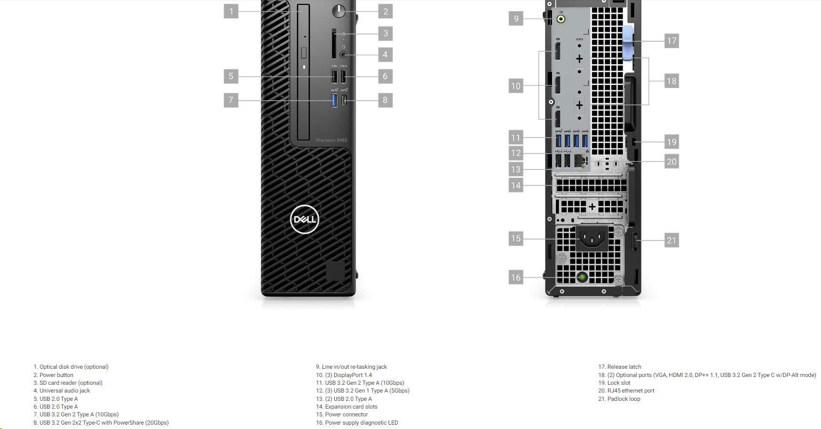 DELL PC Precision 3460 SFF / 300W/ TPM/ i7-14700/ 16GB/ 512GB SSD/ Integrated/ vPro/ Kb/ Mouse/ W11 Pro/ 3Y PS NBD4 