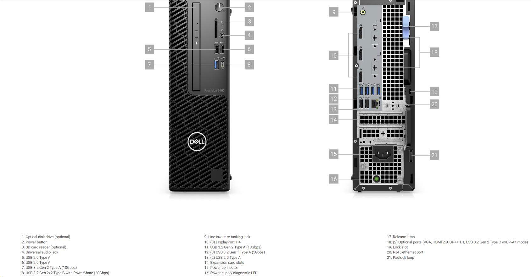 DELL PC Precision 3460 SFF /300W/TPM/i7-14700/16GB/512GB SSD/Integrated/vPro/Kb/Mouse/W11 Pro/3Y PS NBD4 