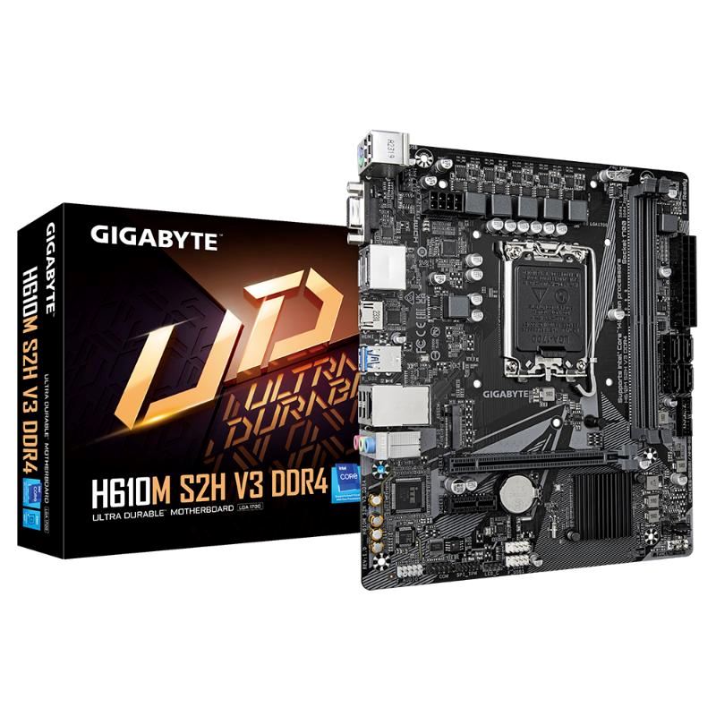 GIGABYTE MB Sc LGA1700 H610M S2H V3 DDR4,  Intel H610,  2xDDR4,  2xDP,  1xHDMI,  1xVGA,  mATX2 