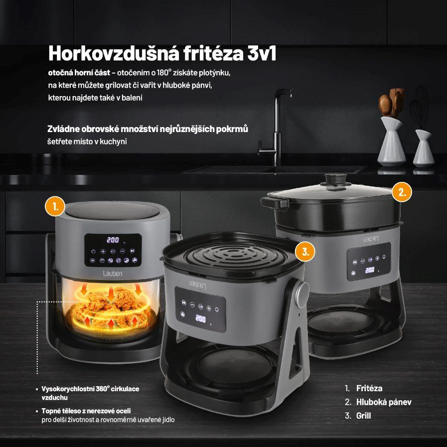 Lauben Glass&Grill Air Fryer 3in1 5500BG - horkovzdušná fritéza2 