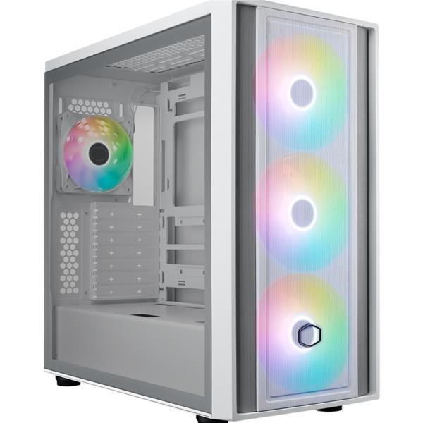 Cooler Master case MasterBox 600,  ATX,  Průhledná bočnice,  3x 140mm ARGB Fan,  1x 120mm ARGB Fan,  ARGB Hub,  Bílá0 