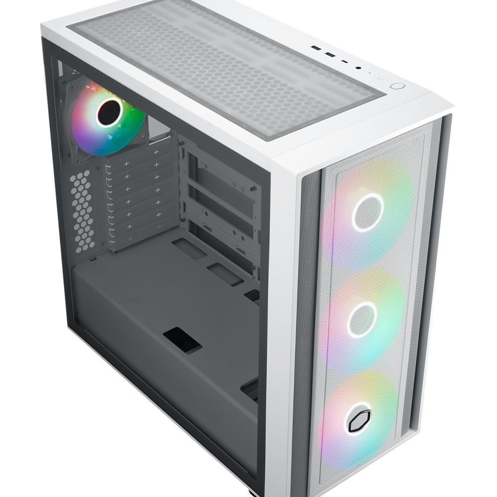 Cooler Master case MasterBox 600,  ATX,  Průhledná bočnice,  3x 140mm ARGB Fan,  1x 120mm ARGB Fan,  ARGB Hub,  Bílá1 