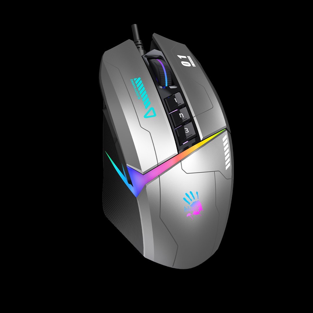 A4tech Bloody Myš W60 Max Activated, podsvícená herní myš, 12000 DPI, USB, Šedá1 