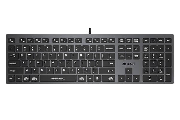 A4tech Klávesnice FX50,  kancelářská nízkoprofilová klávesnice,  CZ,  šedá0 