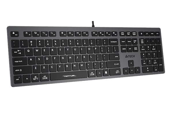 A4tech Klávesnice FX50,  kancelářská nízkoprofilová klávesnice,  CZ,  šedá2 