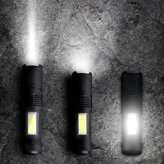Solight LED nabíjecí kapesní svítilna se zoomem,  100lm + 70lm,  Li-Ion,  USB,  černá0 
