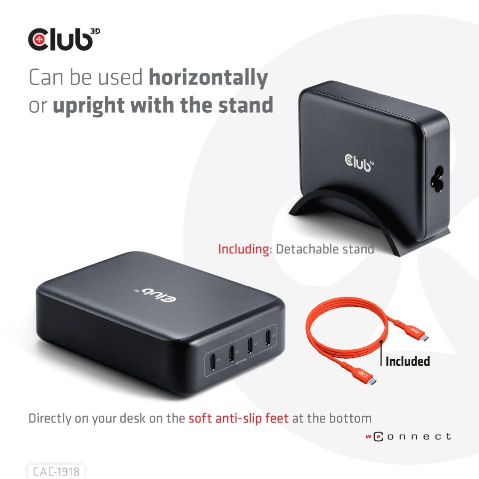 Club3D cestovní nabíječka 240W GaN technologie,  4xUSB-C,  PPS + PD 3.1 Support0 