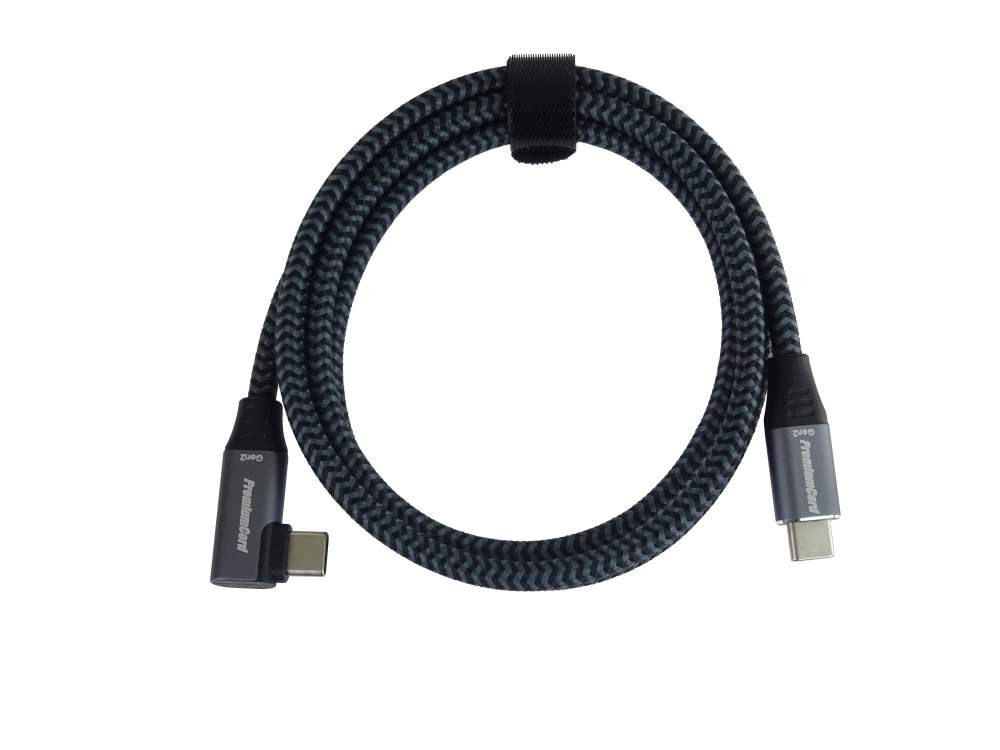 PREMIUMCORD USB-C zahnutý kabel (USB 3.2 Gen2x2,  5A,  100W,  20Gbit/ s) 3m,  Šedá4 
