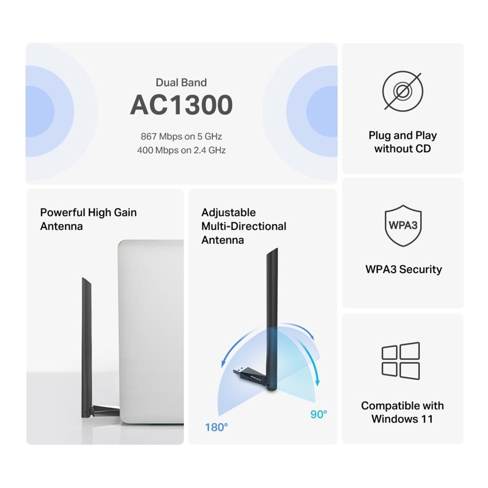 MERCUSYS MA30H WiFi5 USB adapter (AC1300,2,4GHz/5GHz)2 