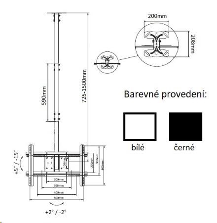 Držák Tv na strop Fiber Mounts T750 - černý3 