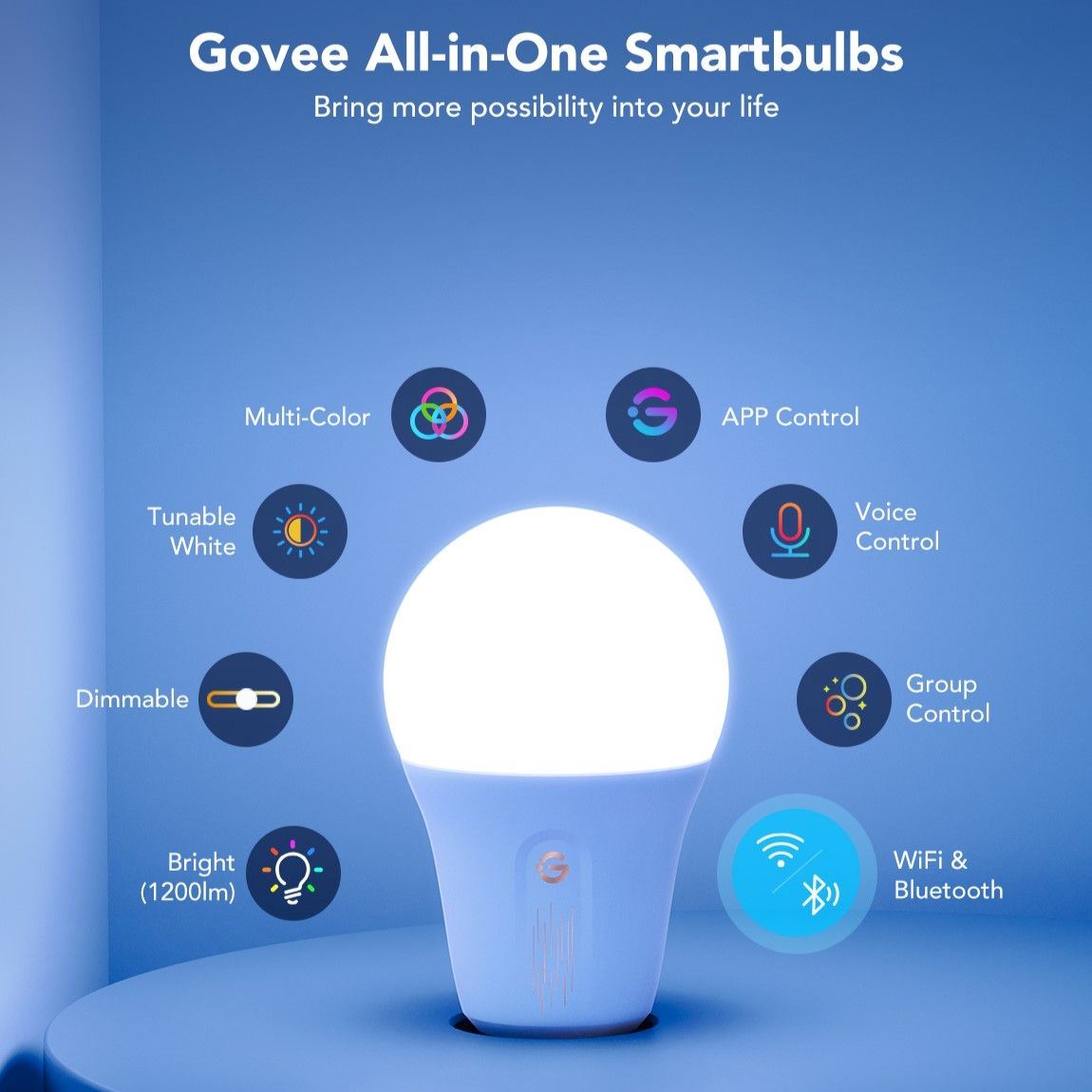 Govee Smart žárovka RGBWW 12W-85W 1200lm E27 Long Life6 