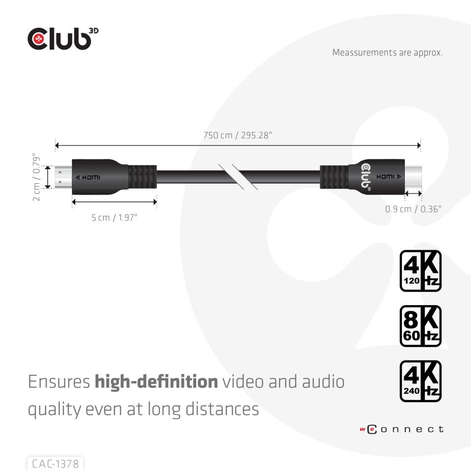 Club3D Kabel HDMI,  Ultra Rychlý HDMI™ Certifikovaný Cable,  4K120Hz/  8K60Hz,  7.5m4 