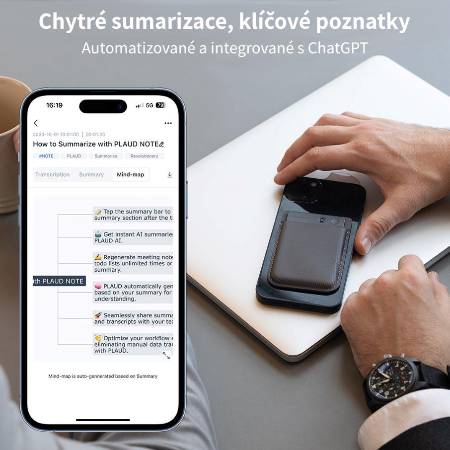 PLAUD NOTE Silver - AI záznamník5 