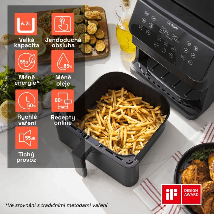 Cosori P651 PREMIUM II Chef edition 6, 2l horkovzdušná fritéza3 