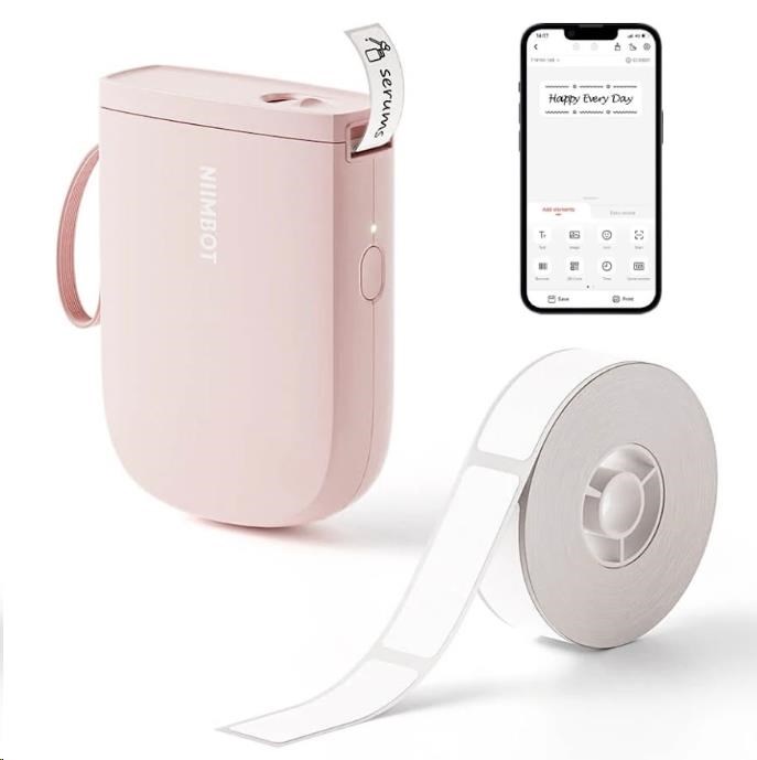 Niimbot Tiskárna štítků D11-H Smart, růžová + role štítků 160 ks3 