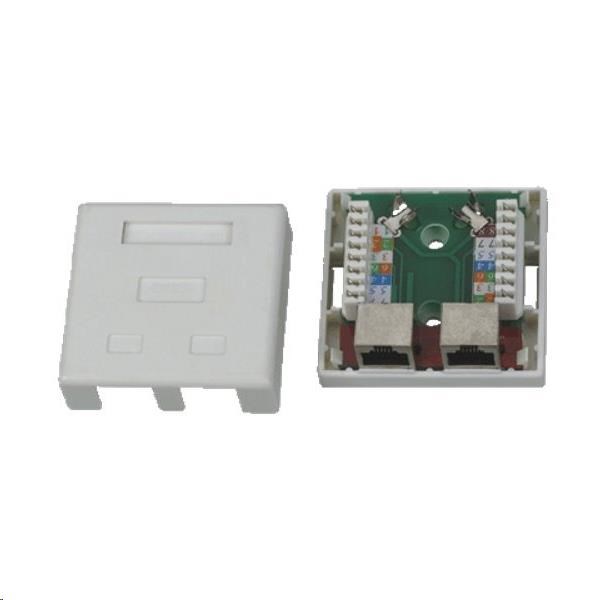 Zásuvka STP 2x RJ45 Cat5E,  blok 110,  na omítku0 
