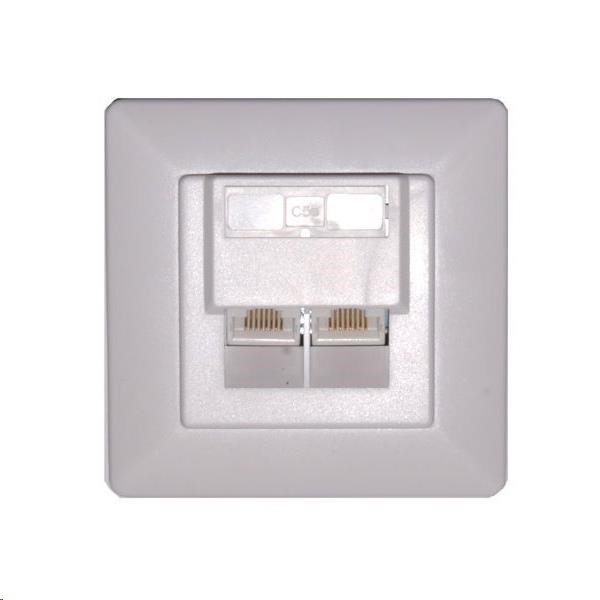 Zásuvka UTP 2x RJ45 Cat5E,  duální svorkovnice,  pod omítku0 