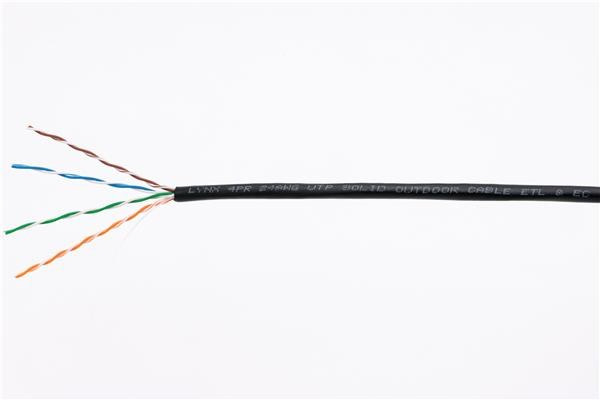 UTP kabel LYNX,  Cat5E,  drát,  venkovní PE,  černý,  305m0 