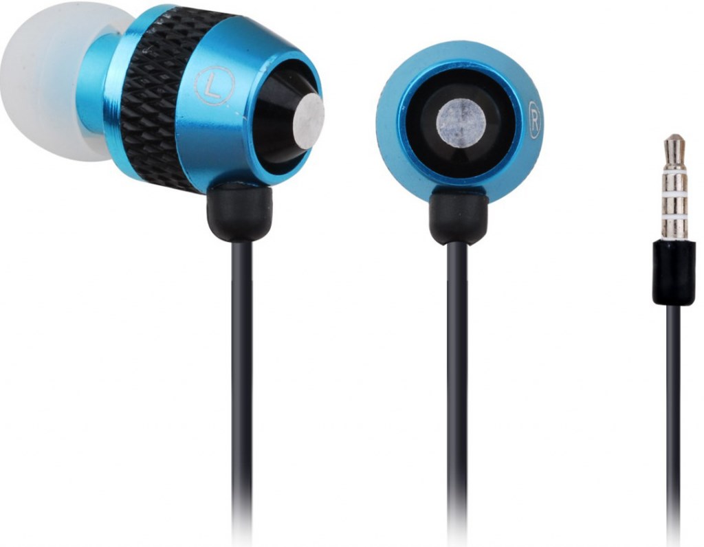 GEMBIRD sluchátka s mikrofonem MHS-EP-002 pro MP3,  kovová,  modrá0 