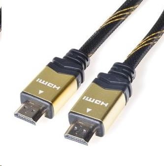 PREMIUMCORD Gold HDMI High Speed + Ethernet kábel (v1.4),  opletené,  pozlátené konektory,  1 m0 