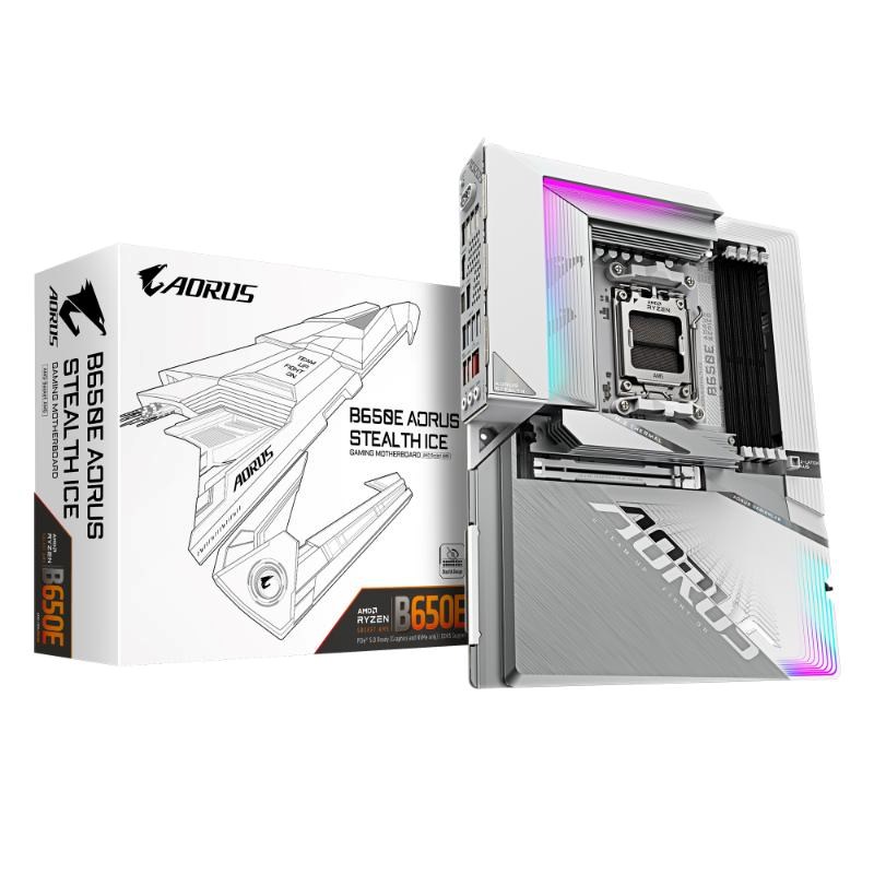 GIGABYTE MB Sc AM5 B650E AORUS STEALTH ICE,  AMD B650,  4xDDR5,  2x HDMI,  1xUSB-C,  WI-FI,  E-ATX0 