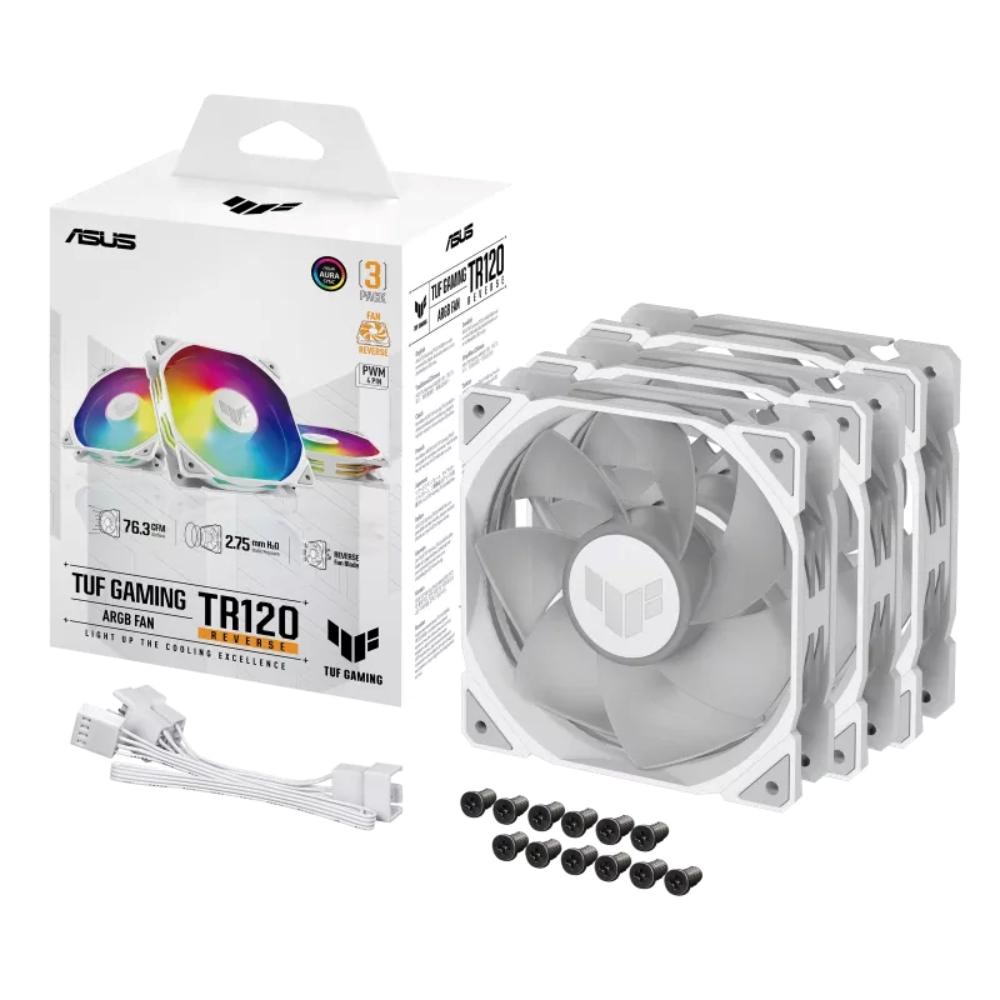ASUS ventilátor TUF GAMING TR120 ARGB Reverse,  3x120mm,  bílá6 