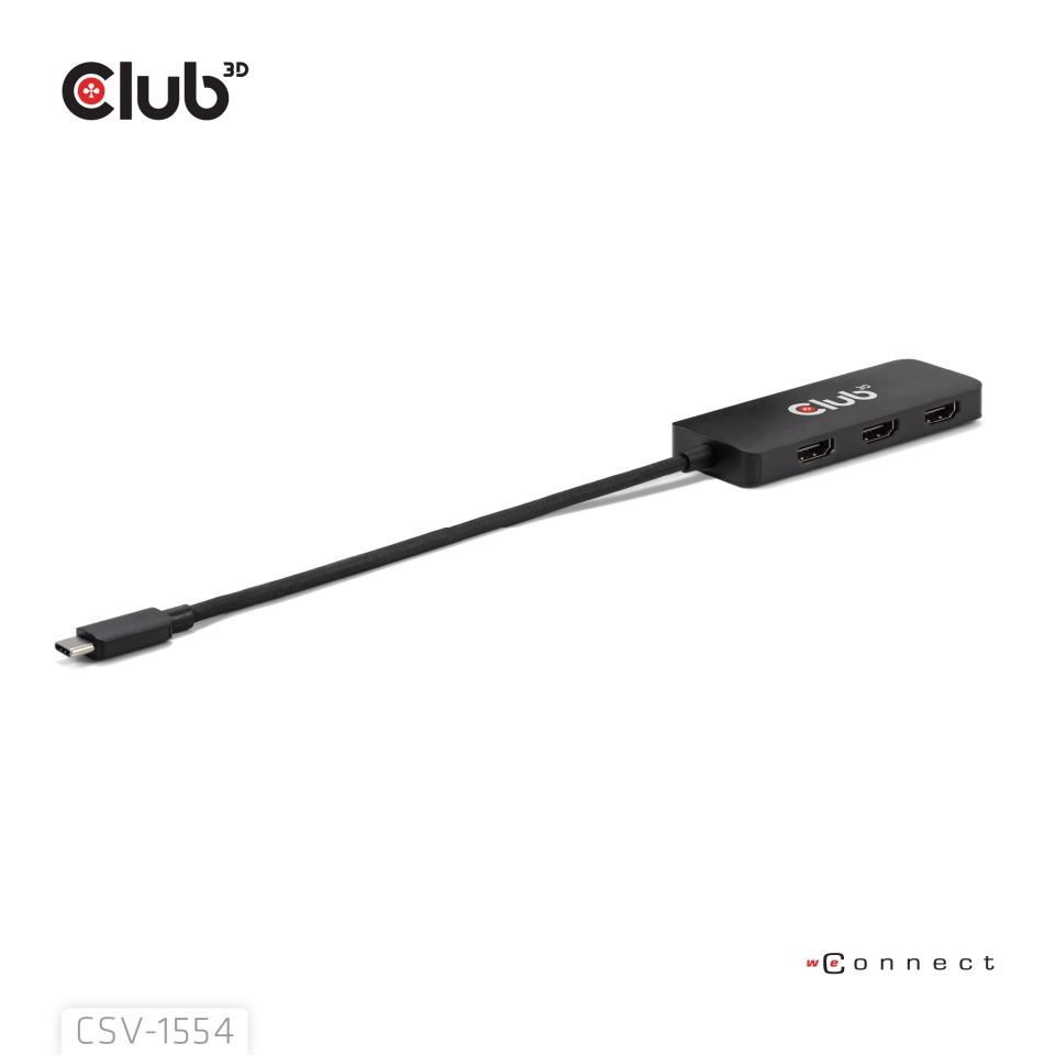Club3D hub MST USB-C na 3xHDMI,  Single: 8K30Hz,  Triple: 4K60Hz4 
