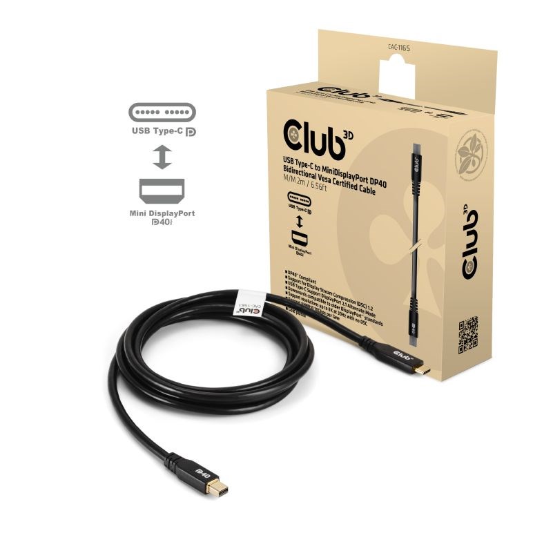 Club3D Kabel USB-C na MiniDisplayPort 2.1,  8K30Hz,  DSC1.2,  UHBR10,  2m0 