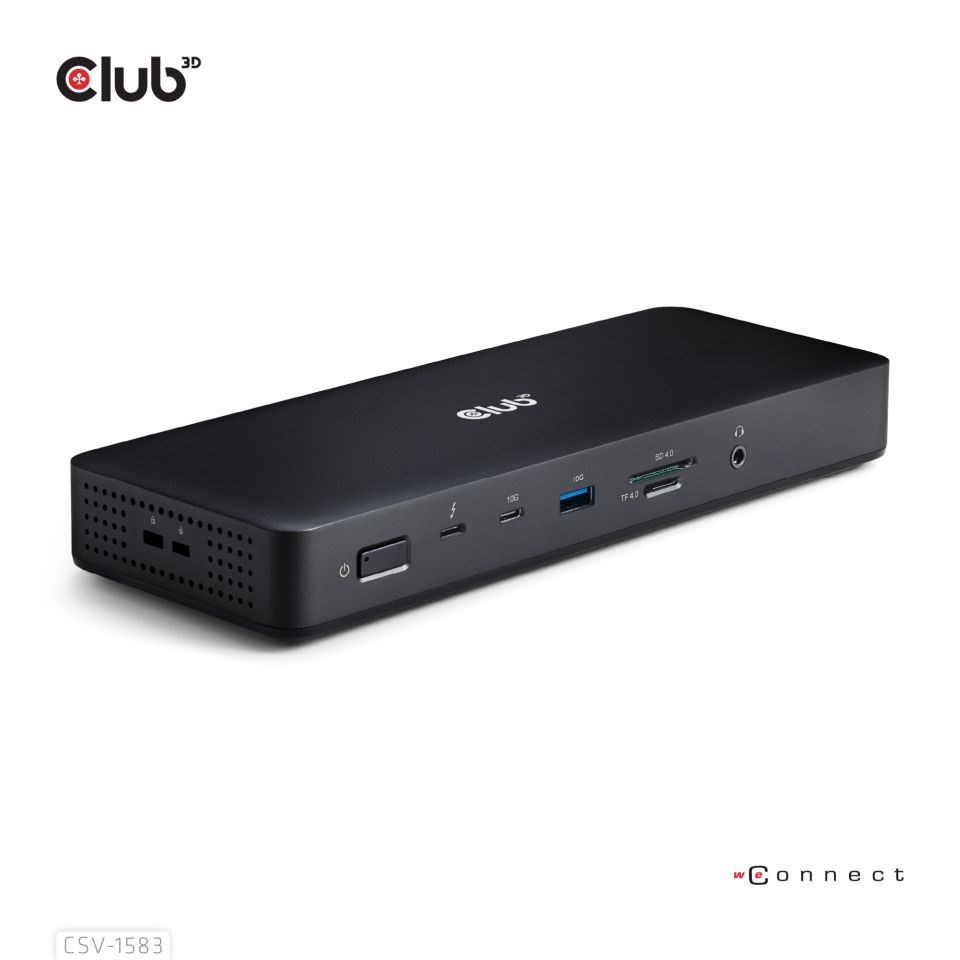 Club3D Dokovací stanice 16v1 Quadra (4) ThunderBolt 4,  2xTB,  3xDP,  2xHDMI,  3xUSB,  RJ45,  SD-TF Karta,  1xUSB-C,  150W PD4 