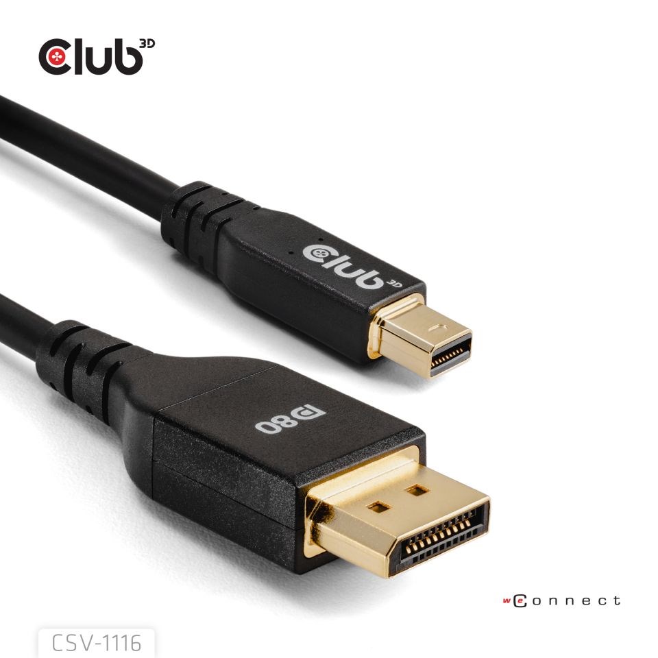 Club3D Kabel MiniDisplayPort na DisplayPort 2.1 Certifikovaný,  Oboustranný,  10K60Hz,  DSC1.2,  UHBR10,  1m4 