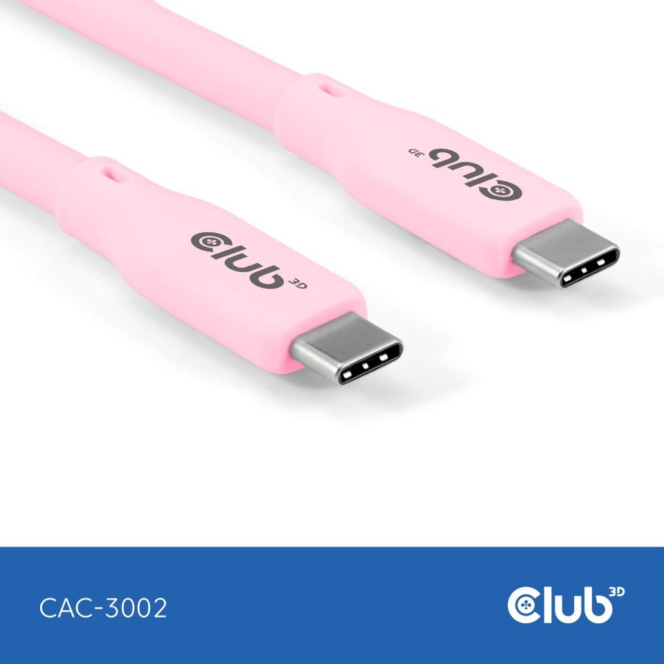 Club3D Kabel USB-C 4.0,  20Gbps,  4K60Hz,  PD 240W,  2m,  růžová0 